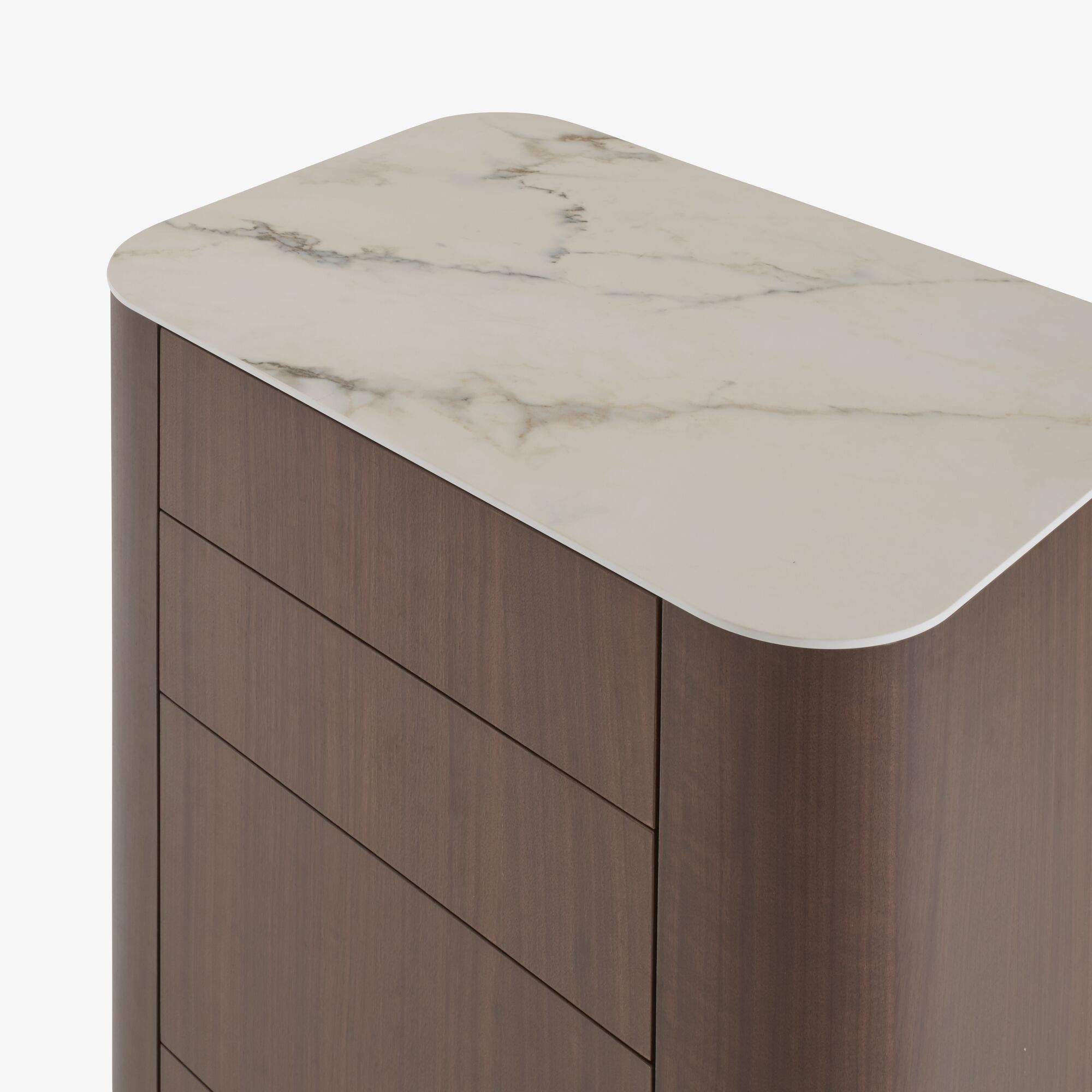 Image Chest of drawers dark walnut top in white marble-effect ceramic stoneware 6