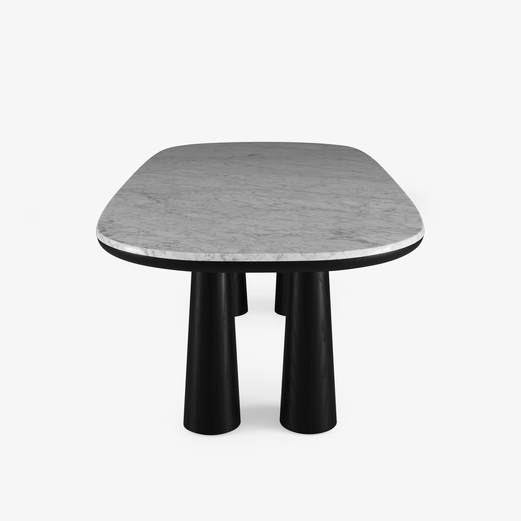 Image Mesa de comedor mármol blanco de carrara patas de fresno teñido negro 2