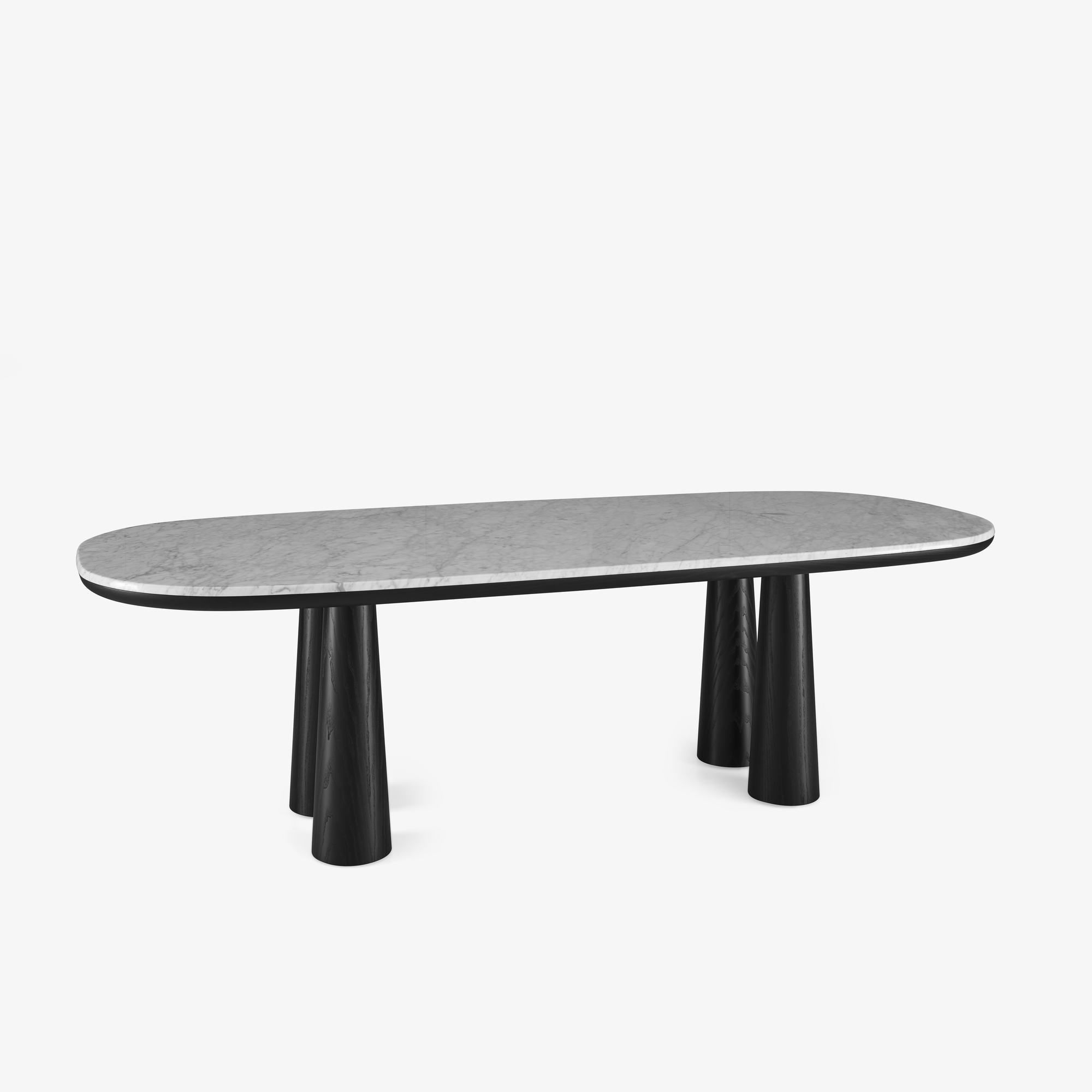 Image Mesa de comedor mármol blanco de carrara patas de fresno teñido negro 3