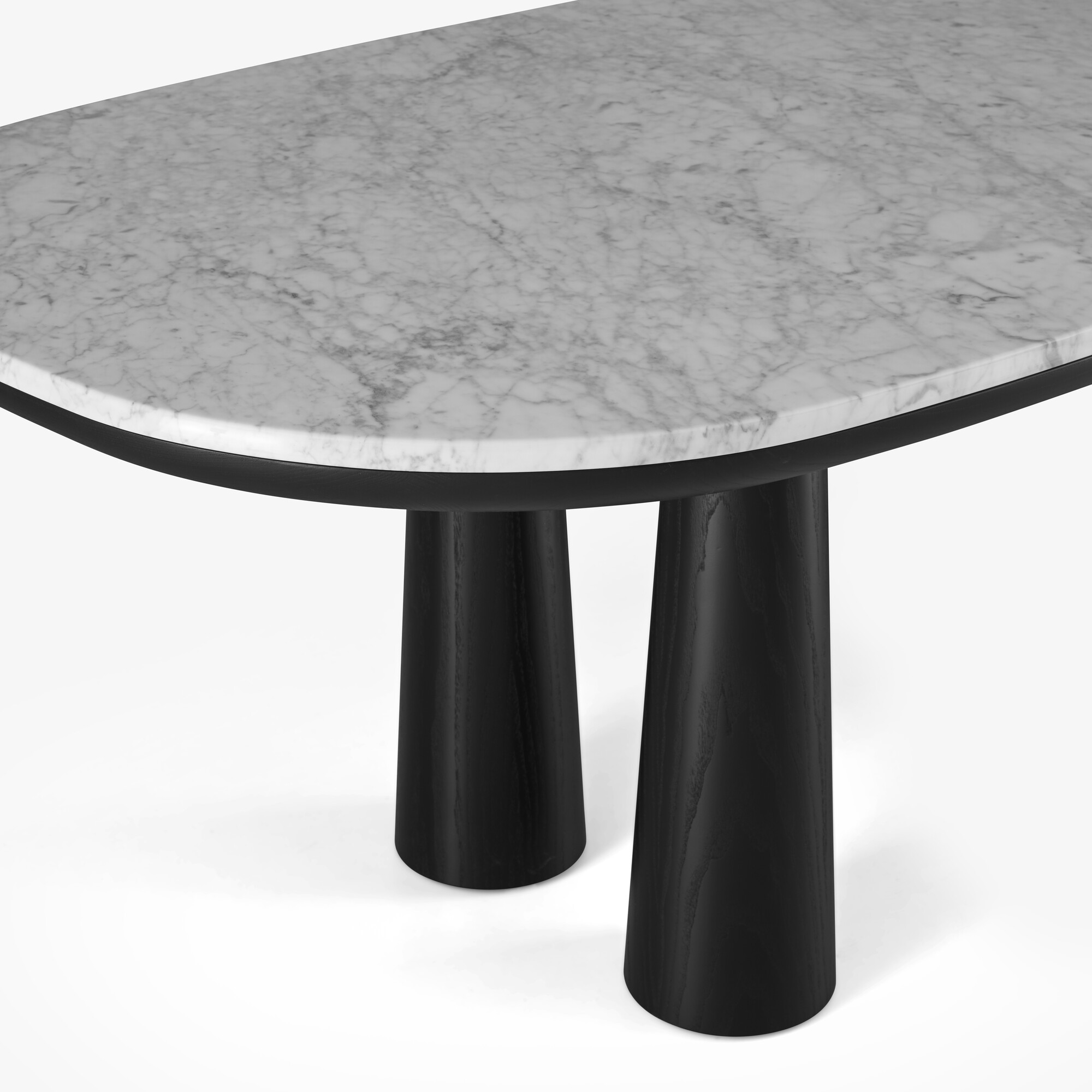 Image Mesa de comedor mármol blanco de carrara patas de fresno teñido negro 5