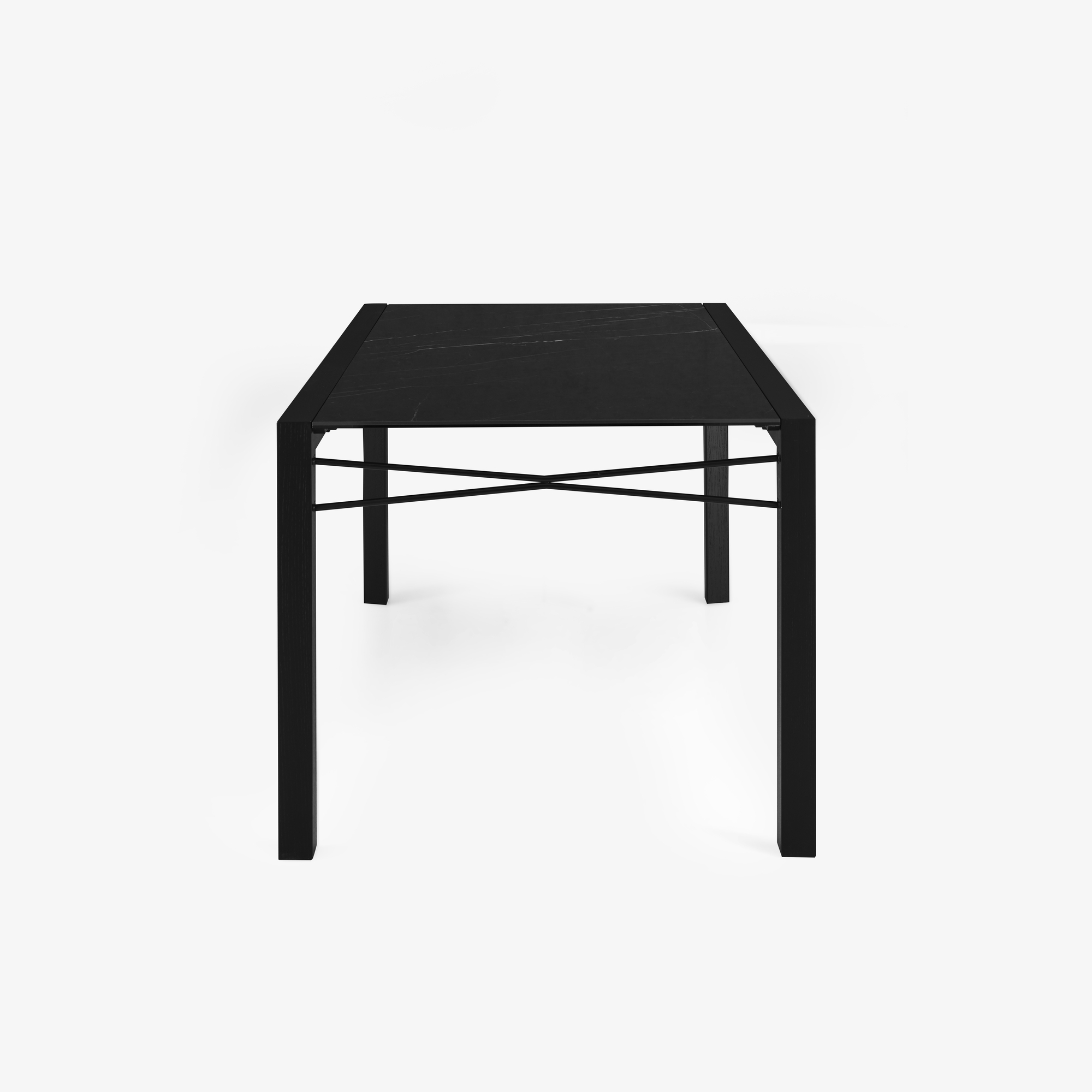 Image Mesa de comedor tablero gres ceramico marquinia patas de fresno teñido negro 3