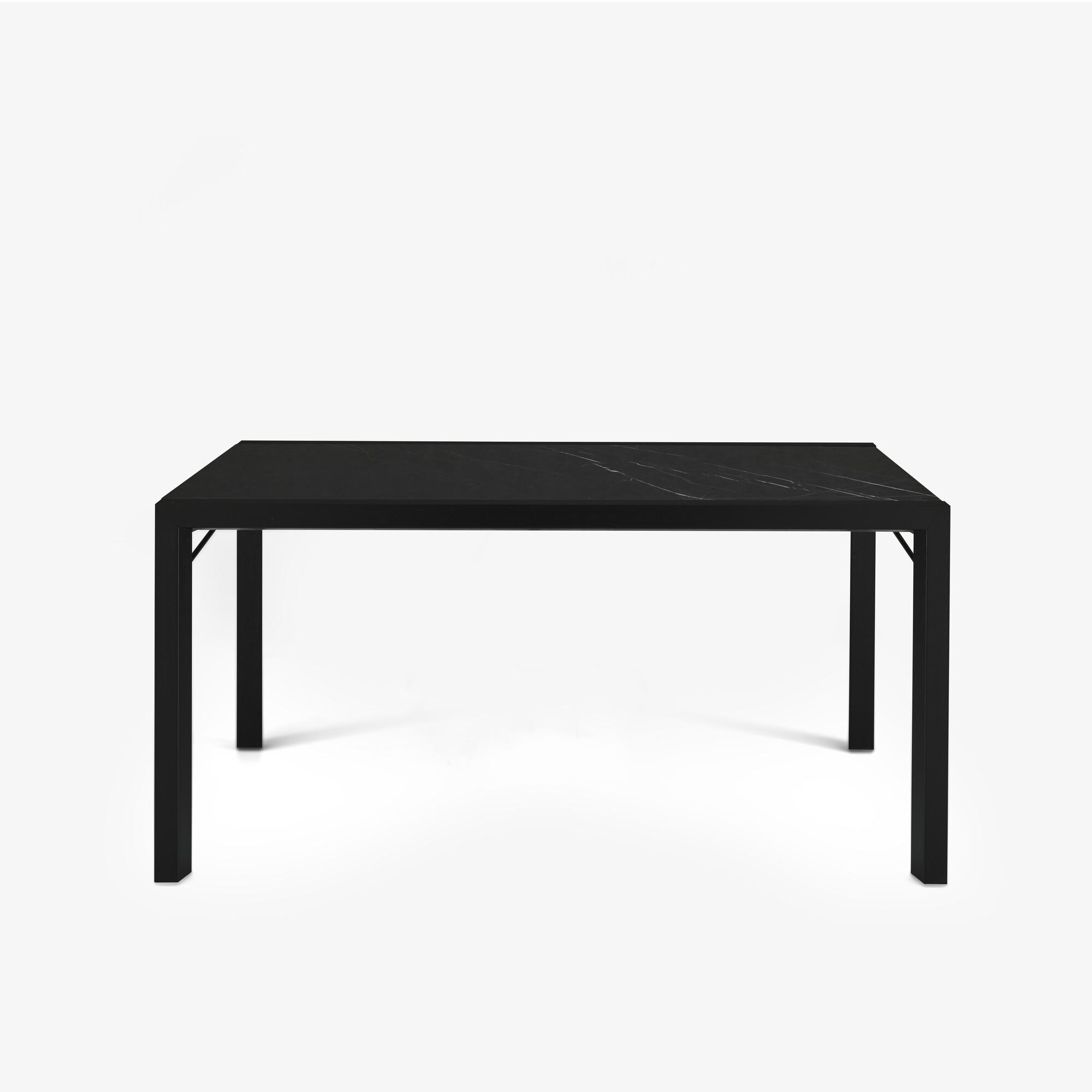 Image Mesa de comedor tablero gres ceramico marquinia patas de fresno teñido negro 1