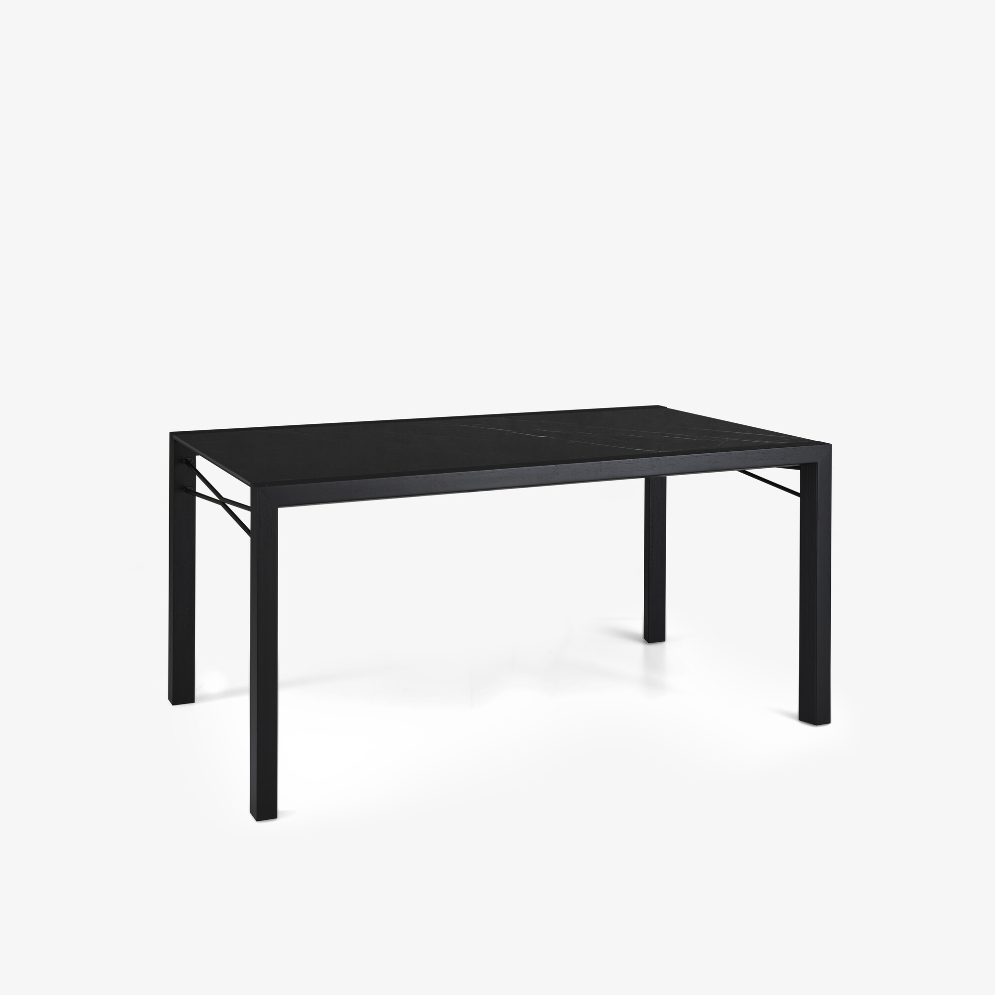 Image Mesa de comedor tablero gres ceramico marquinia patas de fresno teñido negro 2