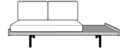BED SETTEE BLACK LACQUERED STEEL FEET COMPLETE ITEM