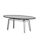 MESA DE COMEDOR OVALADA PATAS LACADAS EN BLANCO 