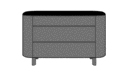 COMODA CON 3 CAJONES NOGAL TONO OSCURO TABLERO GRES CERAMICO MARQUINIA